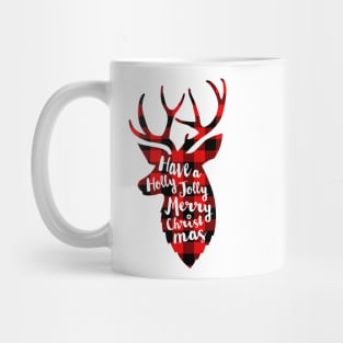 Reindeer Red Plaid Vintage Merry Xmas Buffalo Deer Christmas Family Pajama Gift Mug